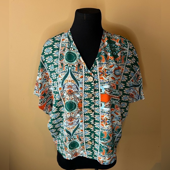 Shein Boho loose fit  printed oversized blouse top - Picture 1 of 4